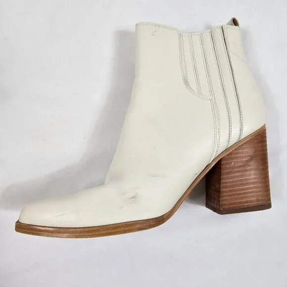 Marc Fisher Matter Boots In White Leather - Size 11 - Picture 8 of 9